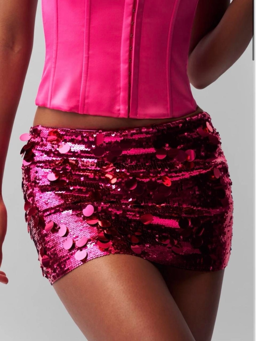 Danielle Guizio Hot Pink Sequin Mini Skirt